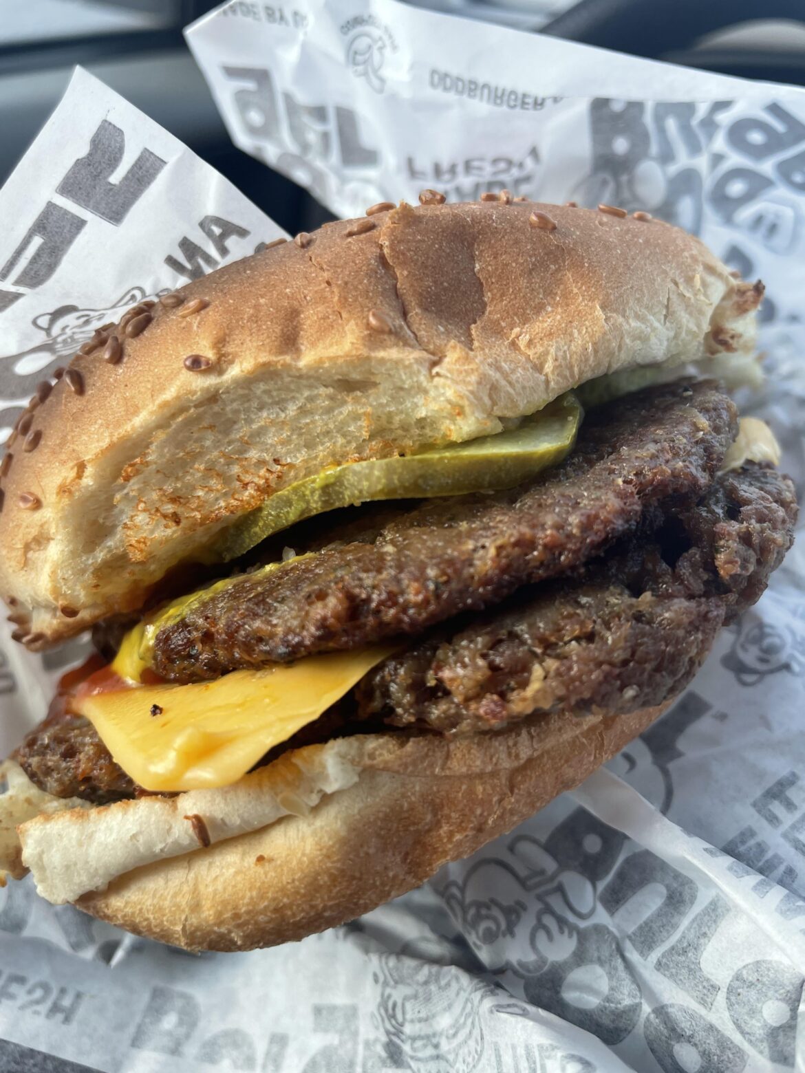 Double burger with Cheeze from Odd Burger