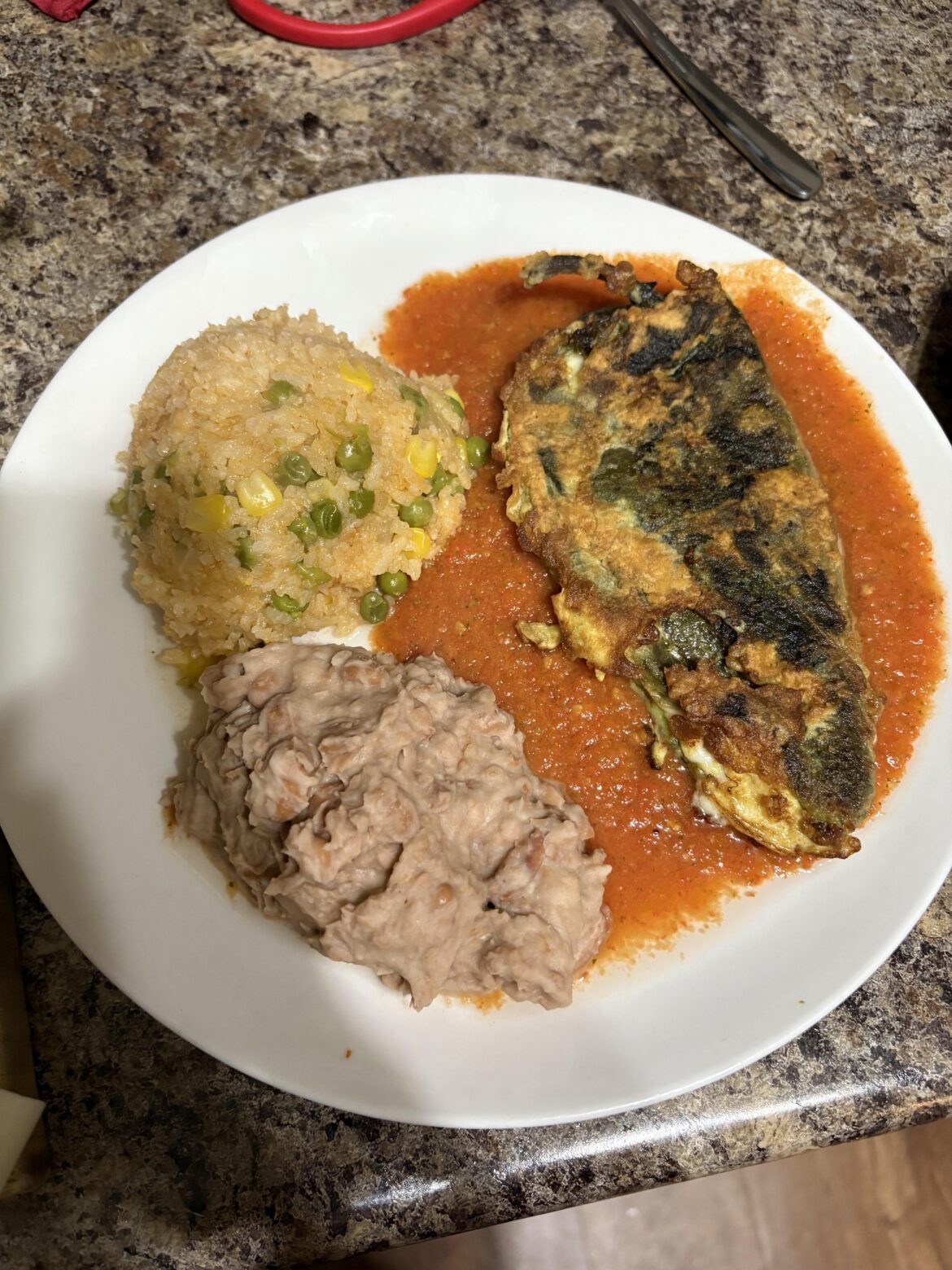 I made chile relleno for the first time (delicious) but did not get the fried coating right unfortunately