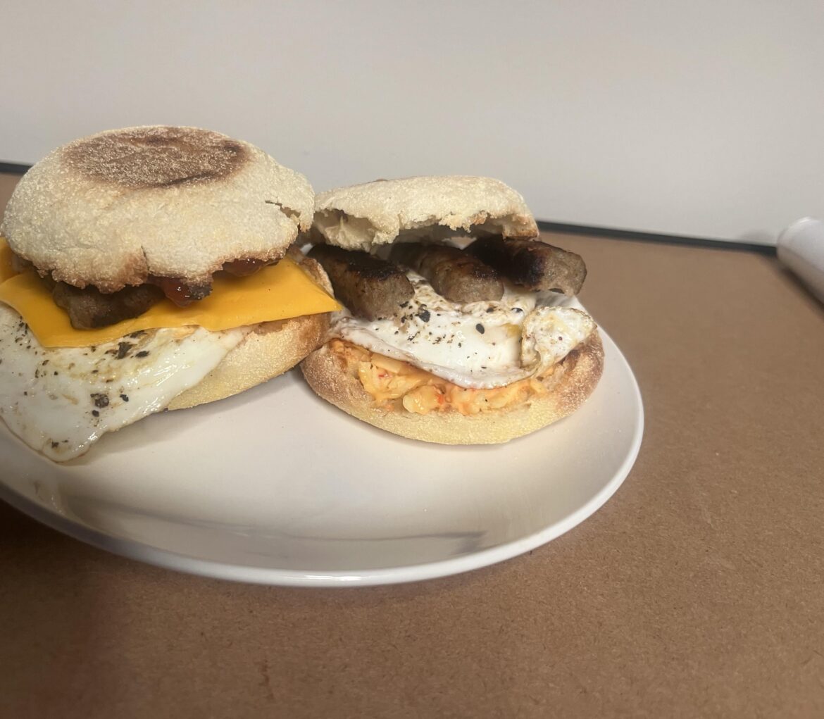 I wanted to get McDonald’s, so I bought a thing of English muffins instead cause I had the other ingredients