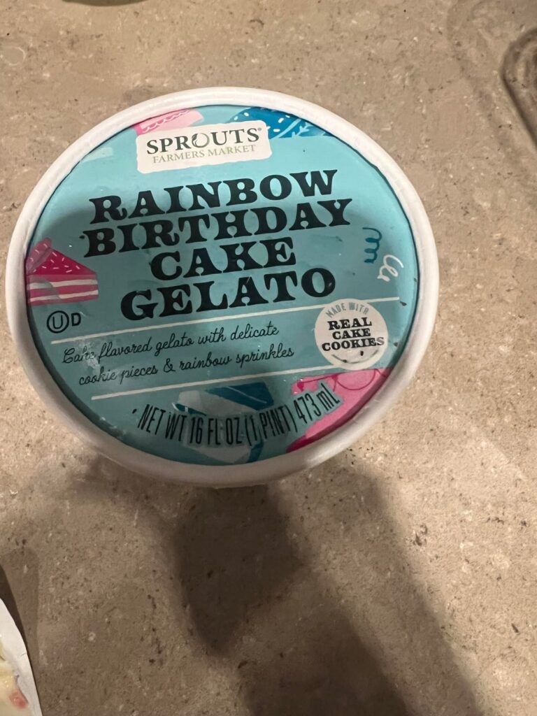 Sprouts 🌈 bday cake gelato