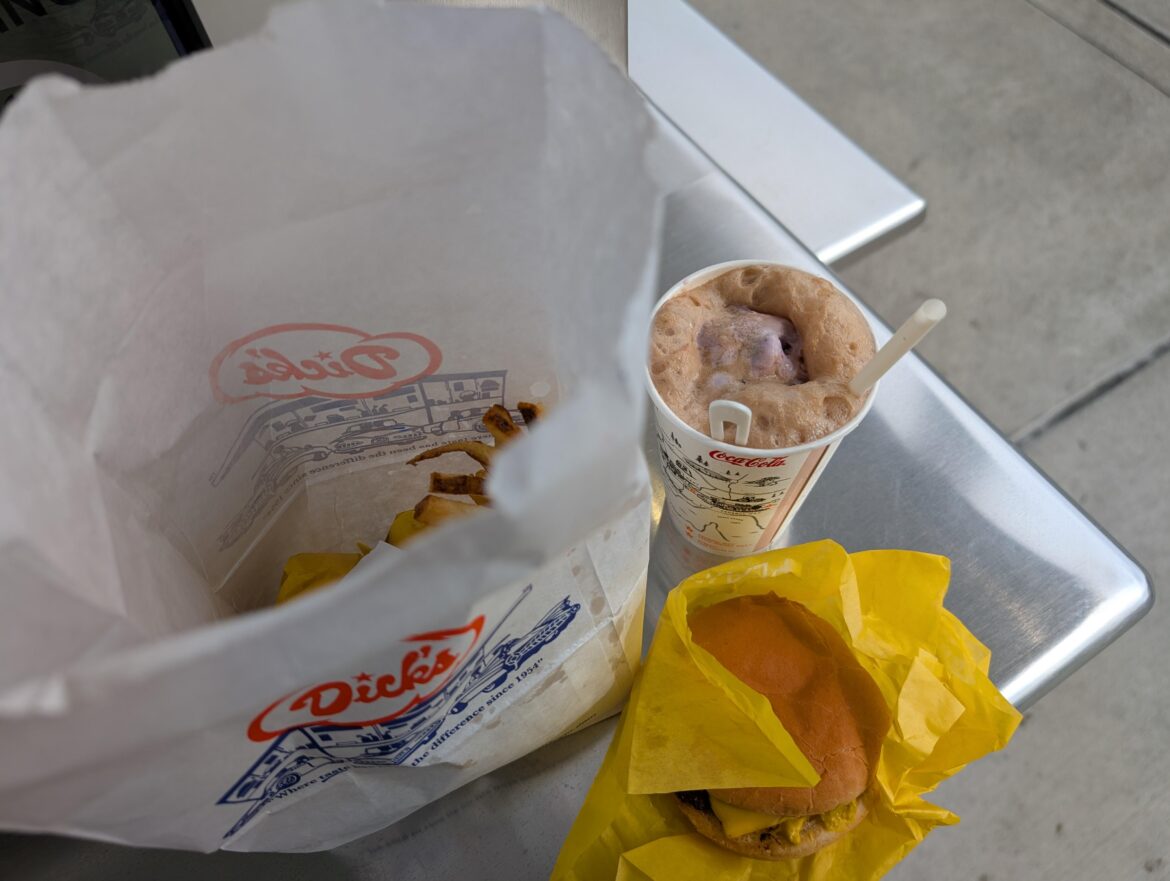 Eating a bag of Dick's; Kent WA