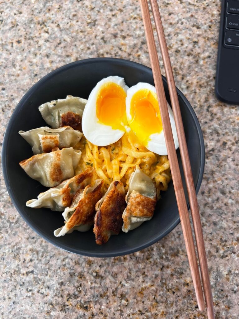[homemade] Buldak ramen with mini dumplings and egg