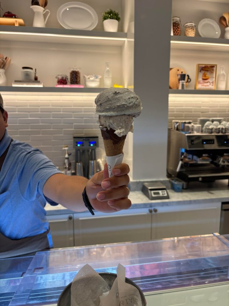 Bacio di Latte – Nutella Ciocchino sugar cone with Nutellina and Crema & Biscotti Gelato Bacio di Latte - Nutella Ciocchino sugar cone with Nutellina and Crema & Biscotti Gelato