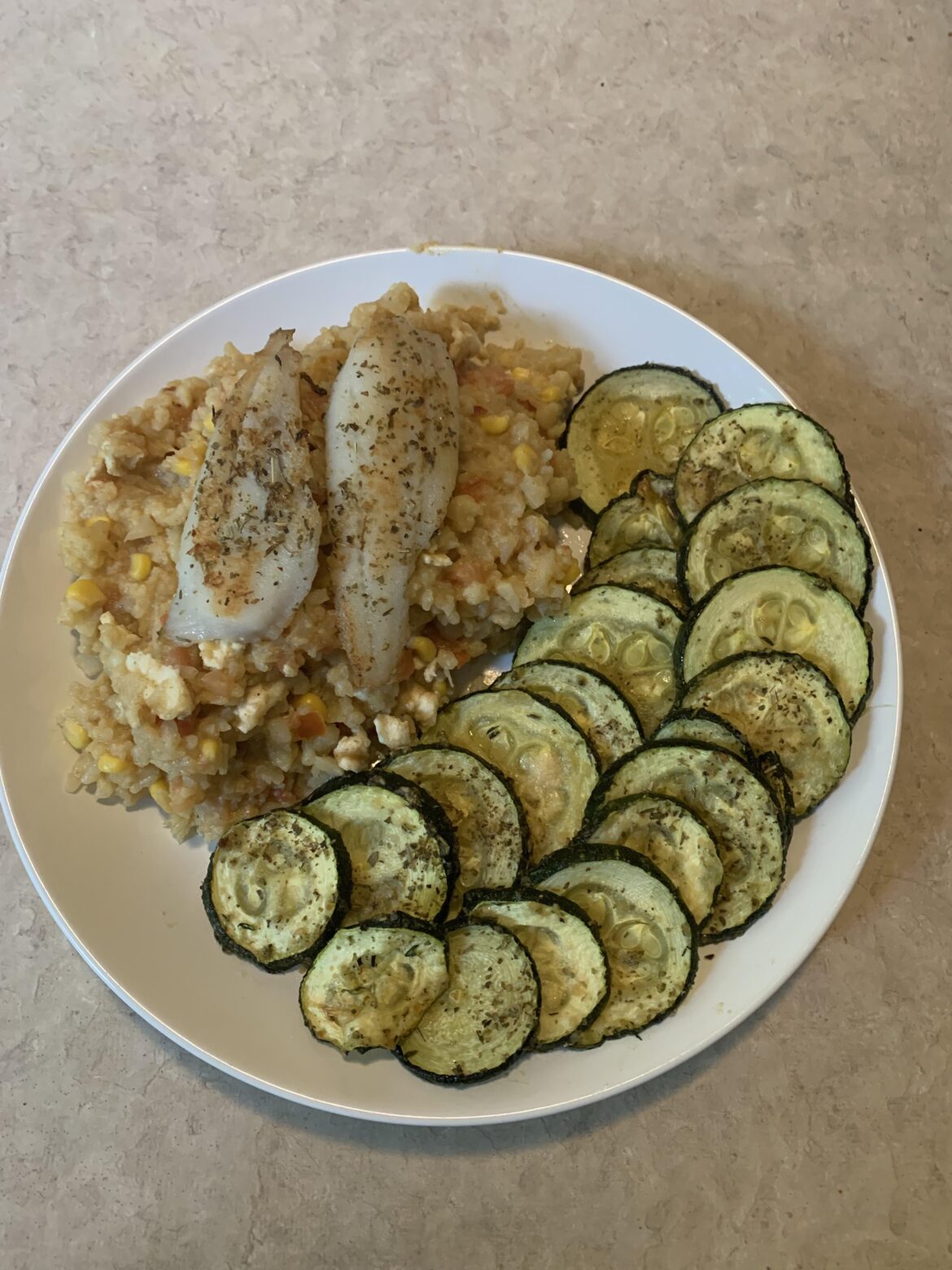 Cauliflower Rice and Zucchini meal — under 500 calories. Looking for tips to make food taste better