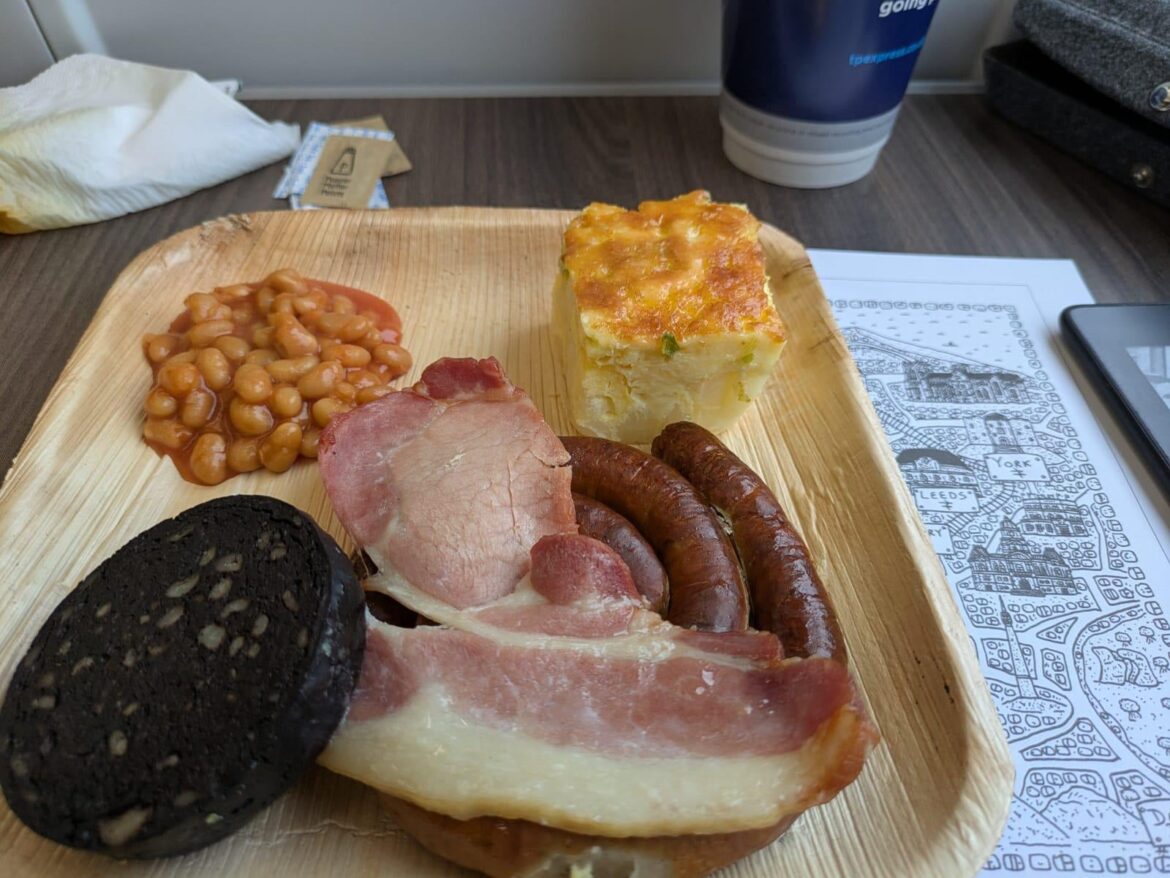 Mate just got this in 1st Class on the TransPennine Express train to Leeds. Gave it 4/10.