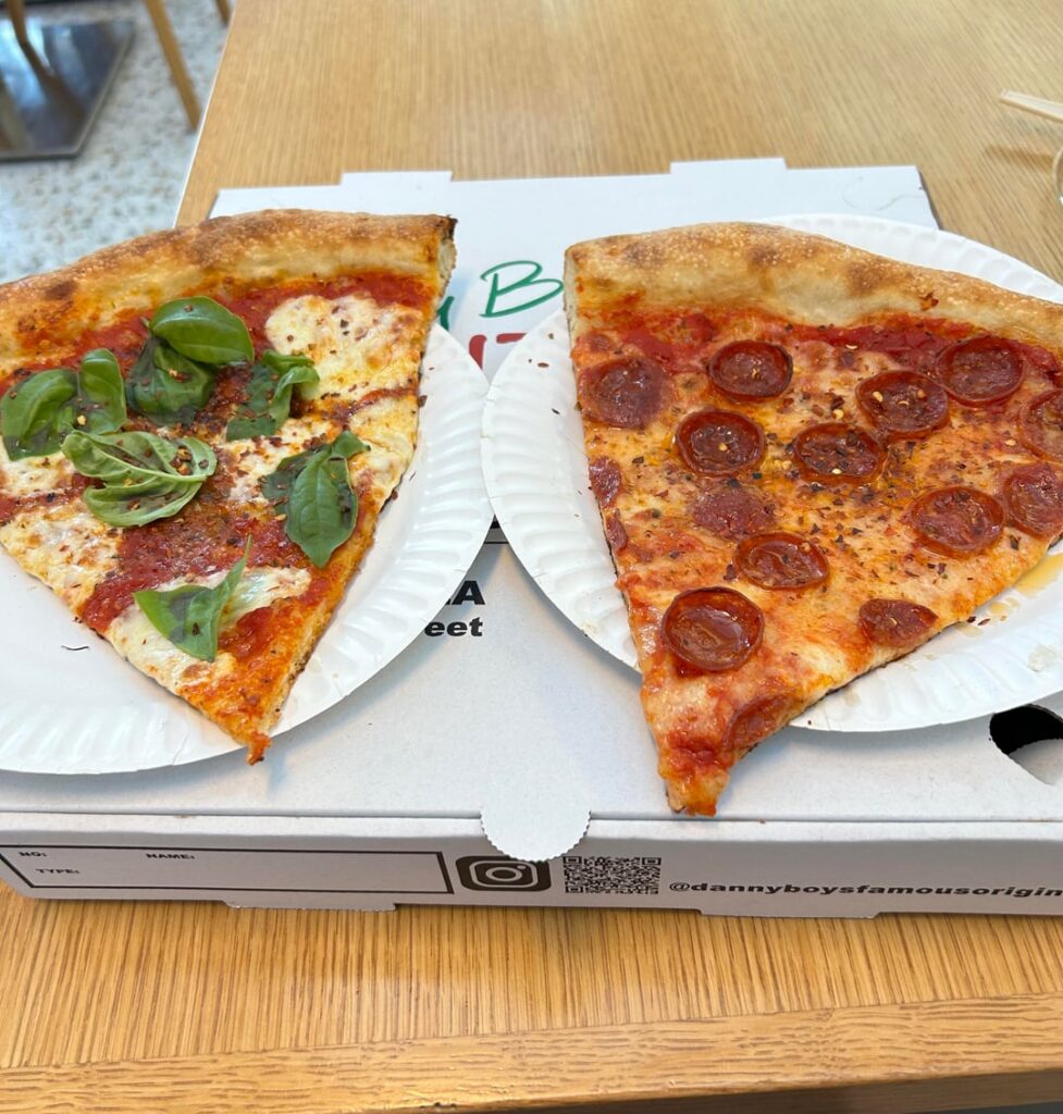 Half-off pepperoni and cheese slices at the DTLA Danny Boys Half-off pepperoni and cheese slices at the DTLA Danny Boys