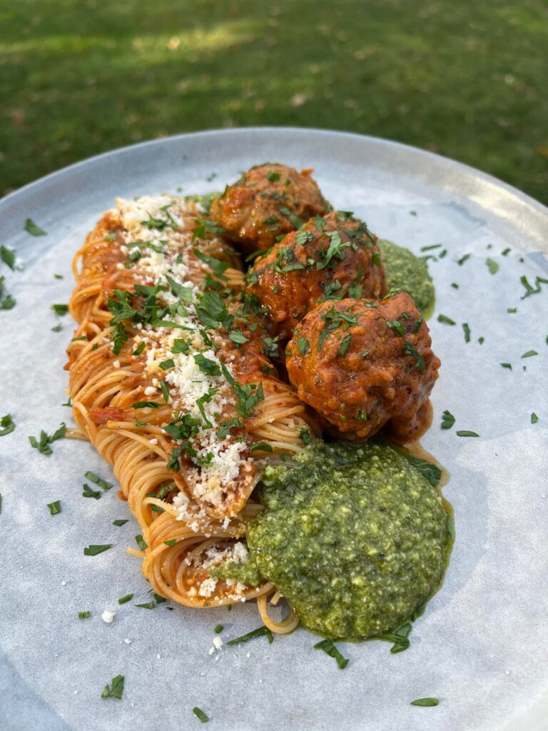Sunday Dinner - Spaghetti & Meatballs, Sauce made with tomatoes from my garden!