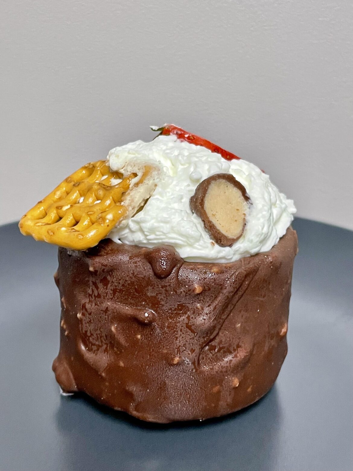 Chocolate tiramisu with a hard chocolate shell