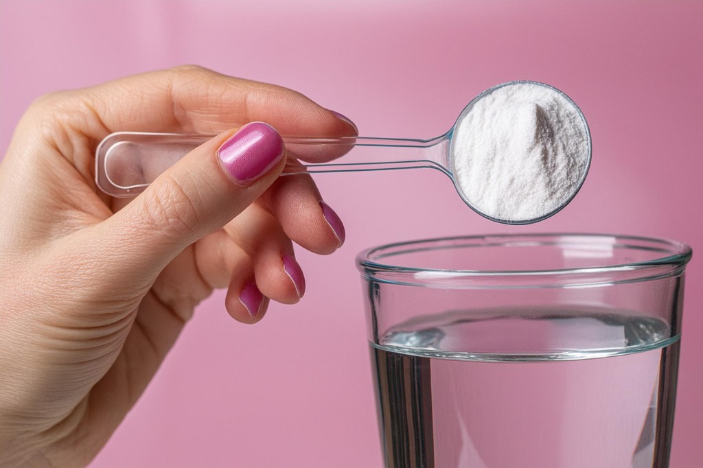 hand scooping powder into water