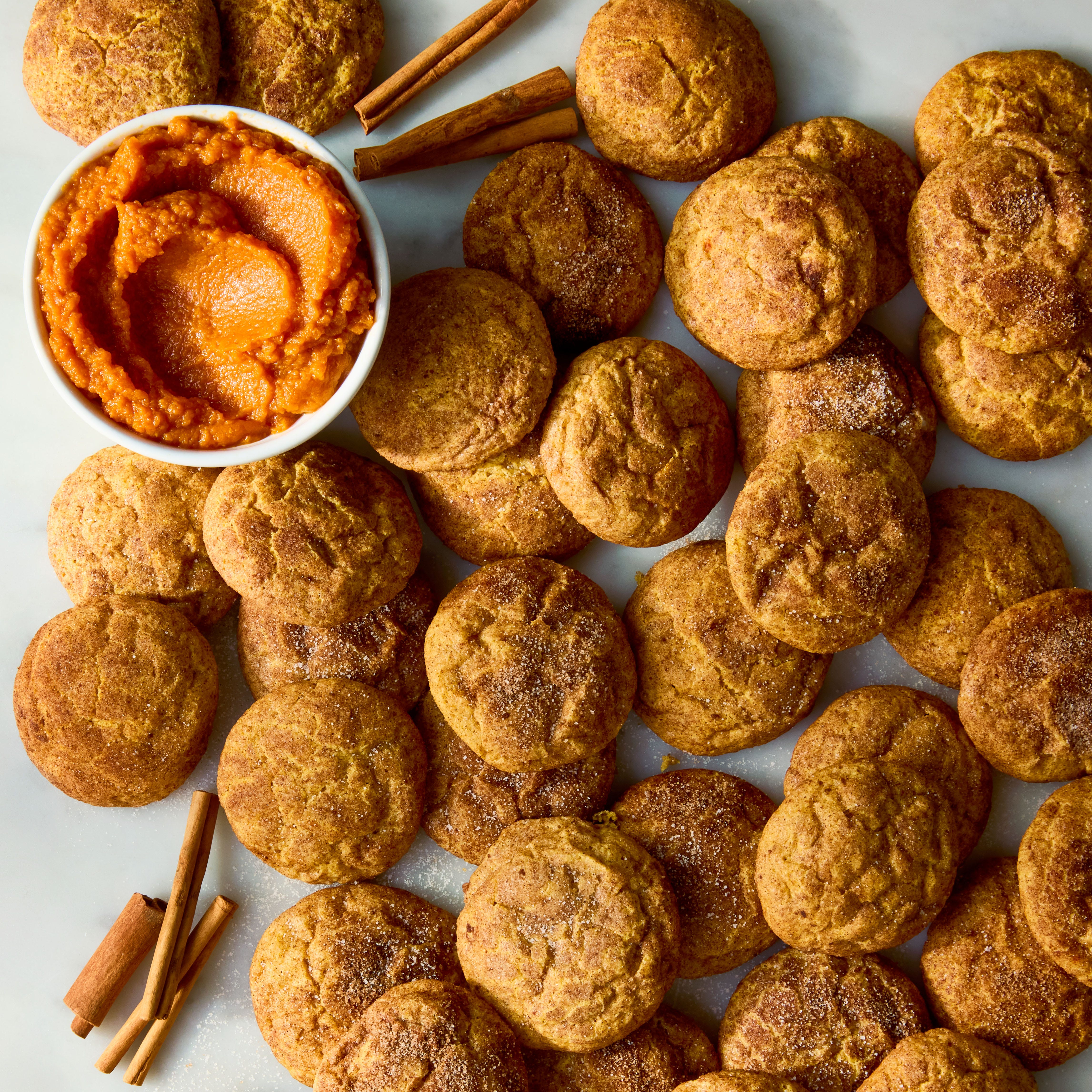 pumpkin snickerdoodles topped with cinnamon sugar