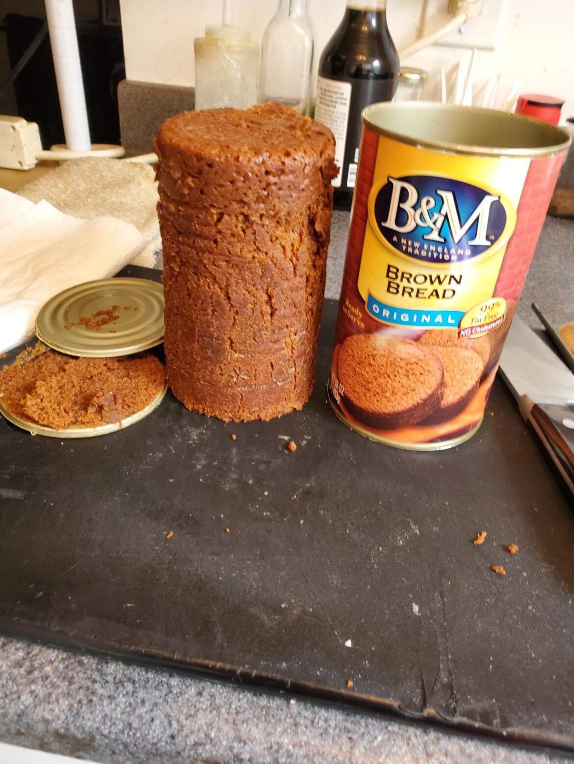 I love brown bread. It's basically a molasses heavy quick bread baked/steamed in a can, goes great with salt and butter and toasted.
