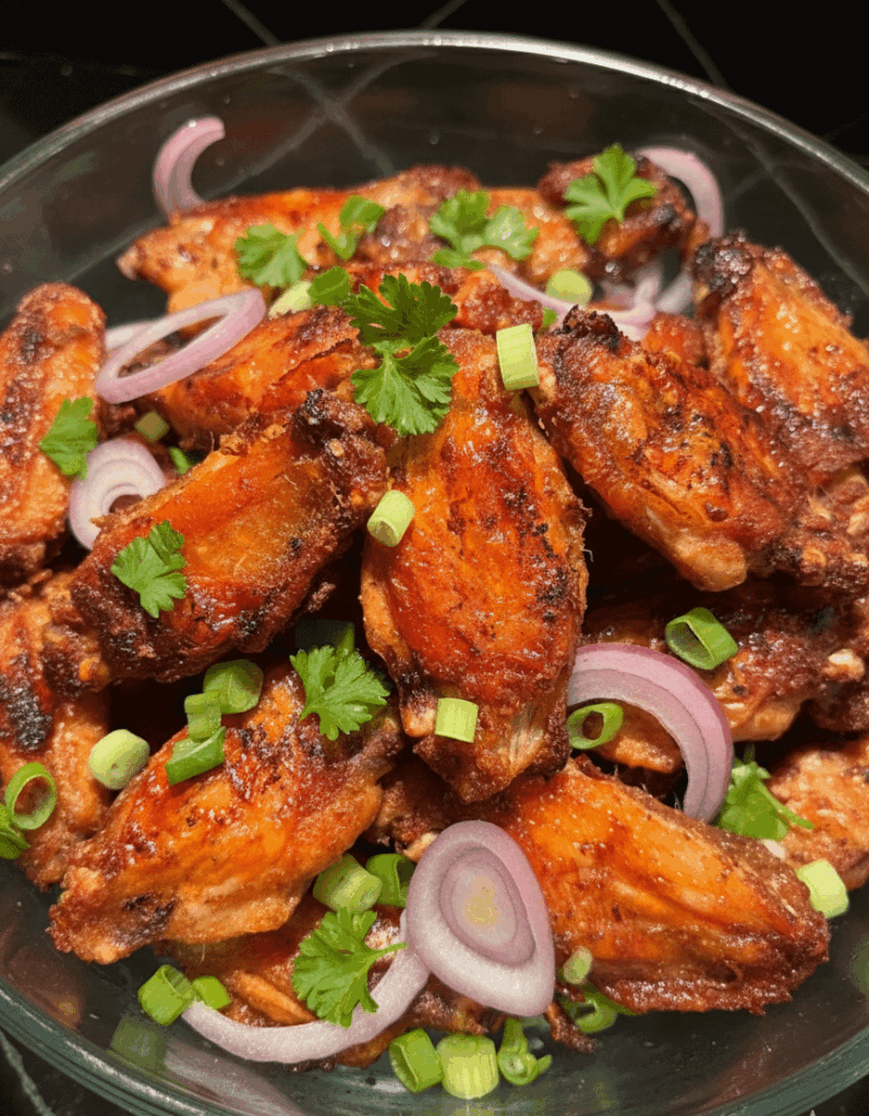 Breakfast wings cook in tallow