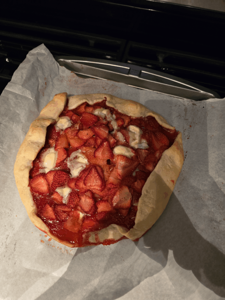semi broken strawberry lemon white chocolate galette
