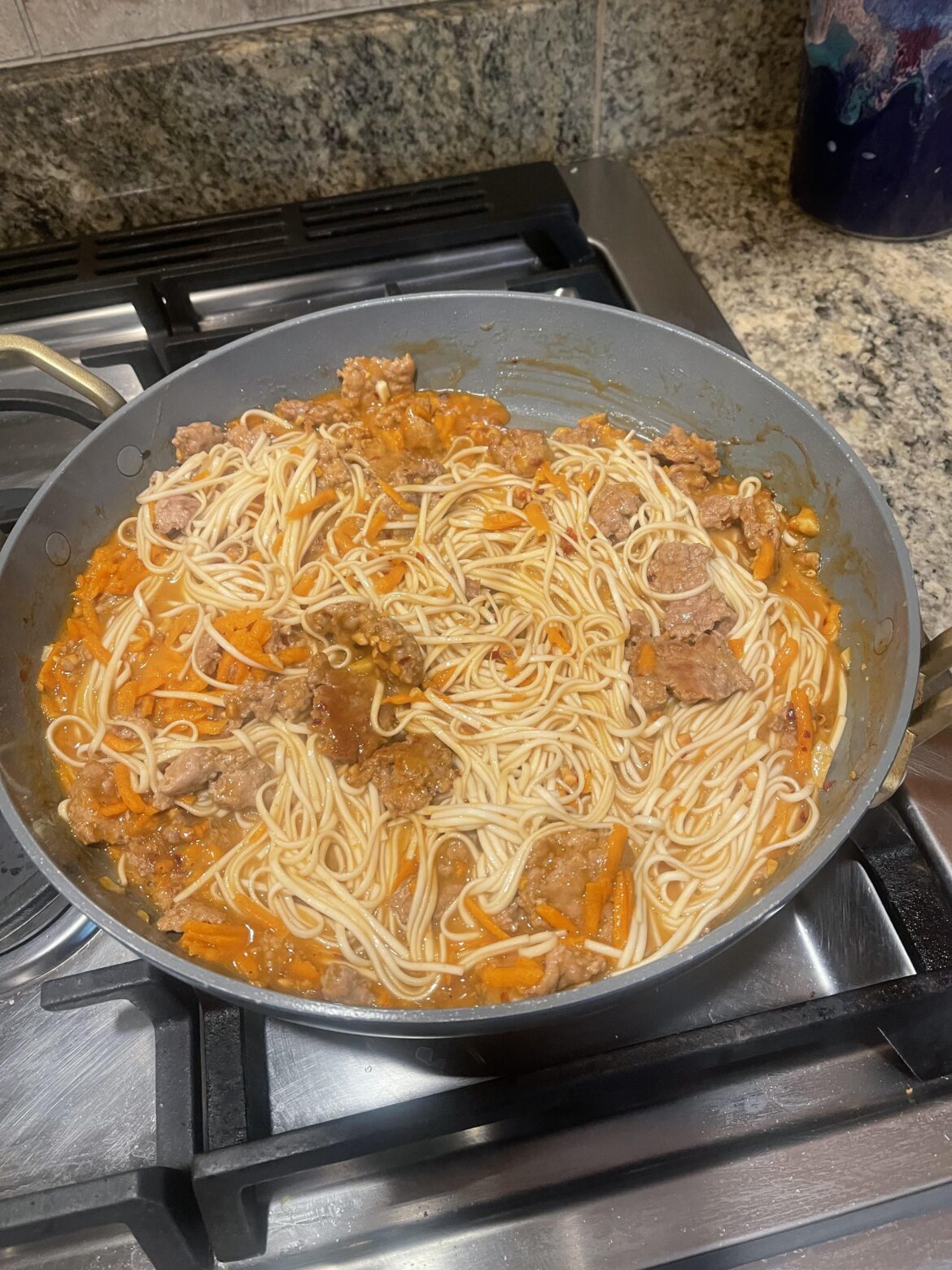 Peanut Pork Noodle Stir-Fry