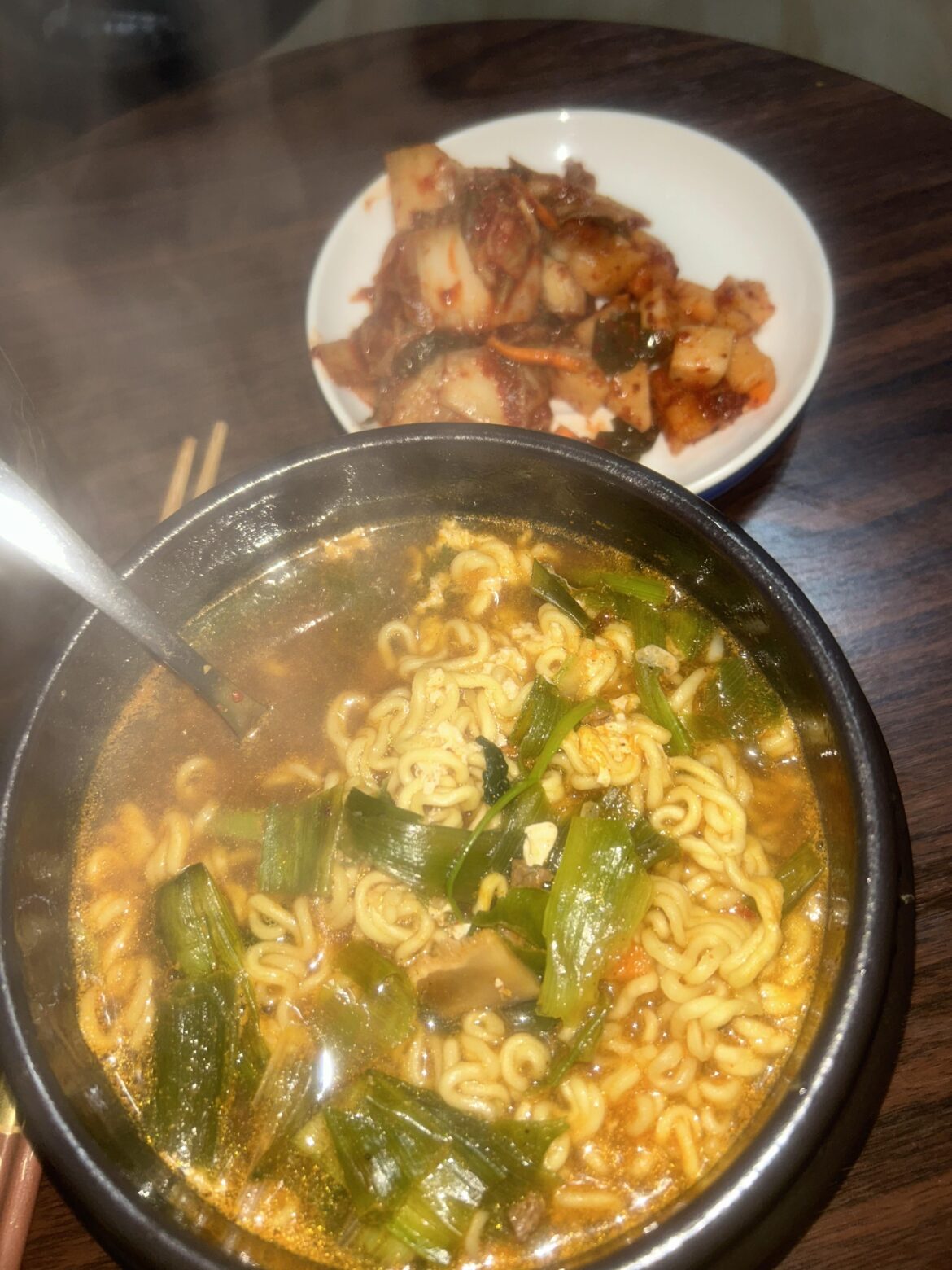 Classic Shin ramen and homemade kimchi!