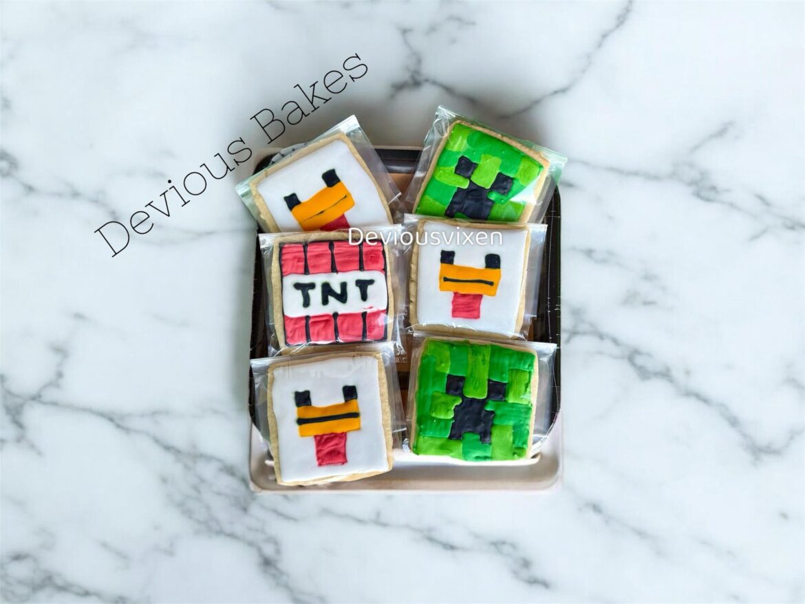 Practice Minecraft cookies for my sons birthday