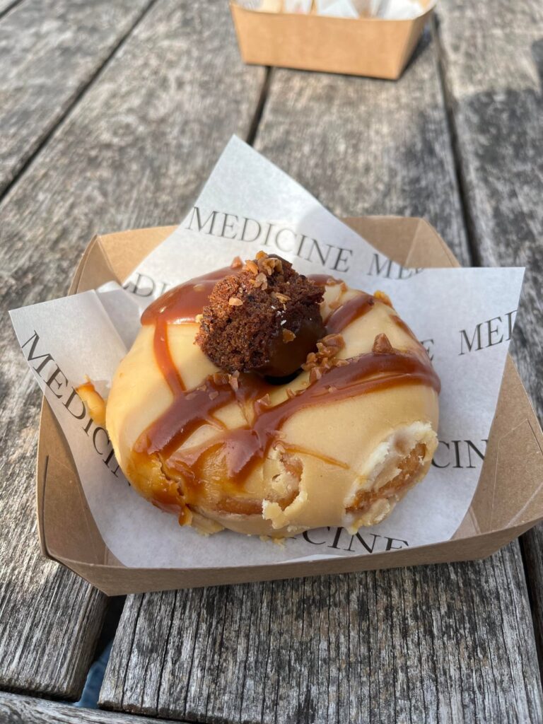 Estimates for this sticky toffee donut? It had a hole in the centre, thick icing