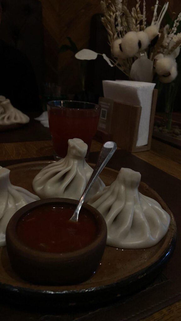 Georgian cuisine is so unusual, but so yammmmyy! This is Khinkali!