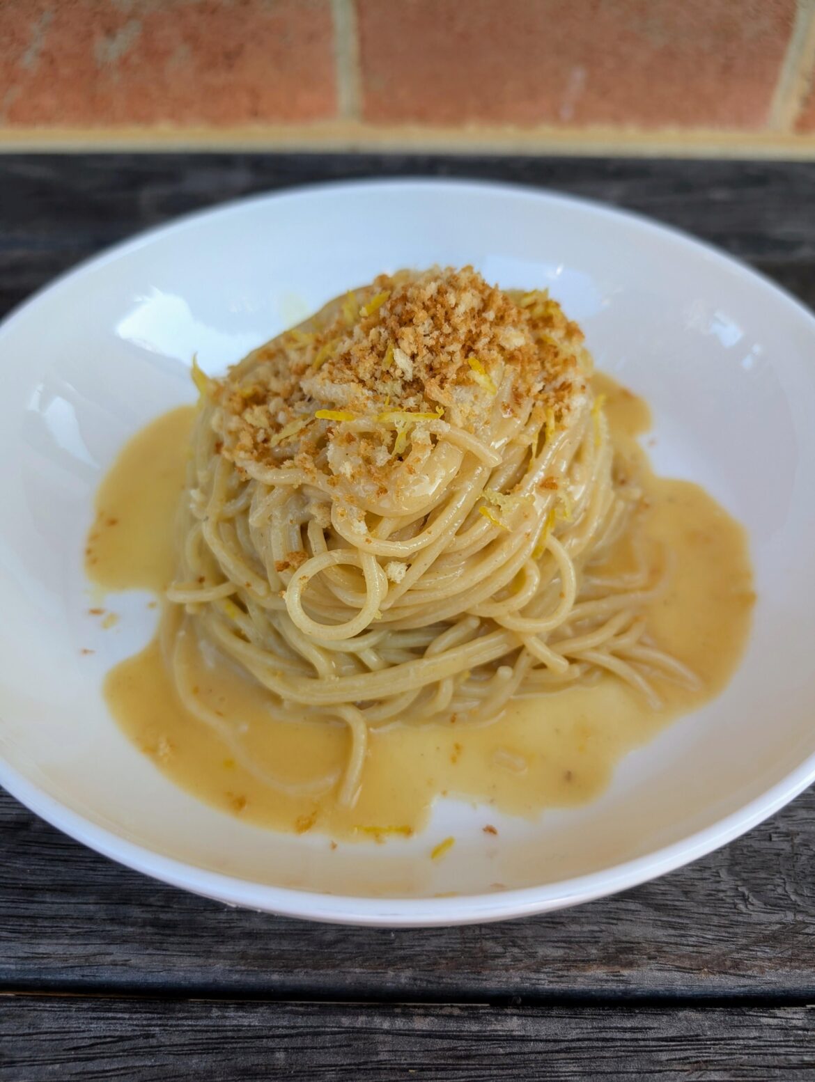 Fresh egg Spaghetti, butter, anchovies toasted breadcrumbs