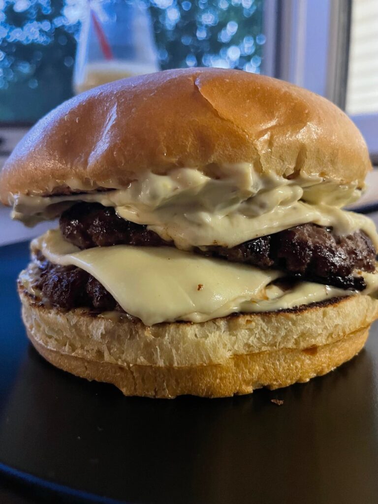 [homemade] Double smash cheeseburger