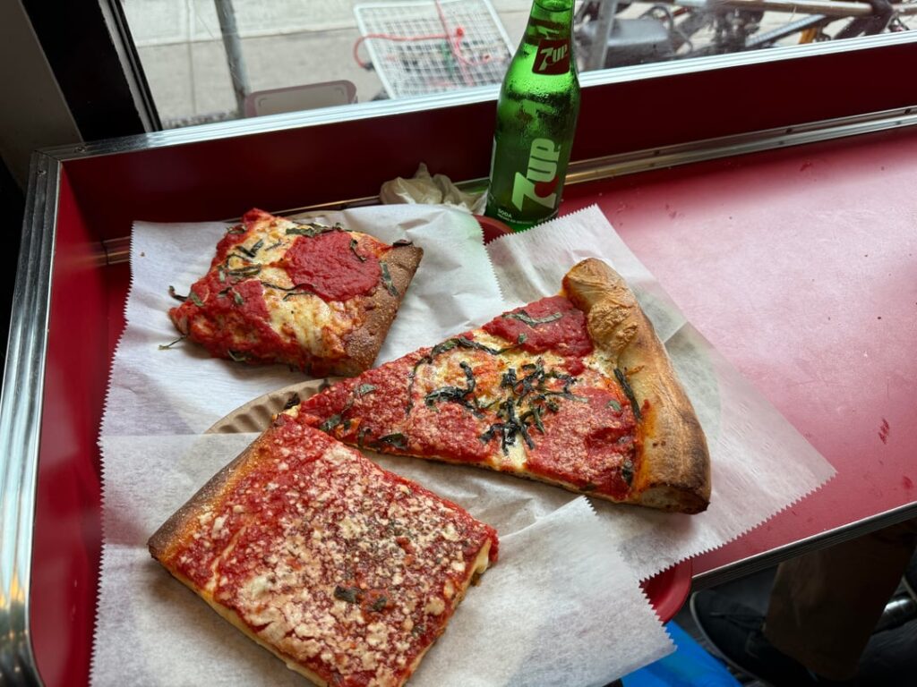 Cloudy Mondays call for pizza at Vito’s Slices & Ices. 3 of my favorites - Grandma, Upside Down Sicilian, and classic Margherita.
