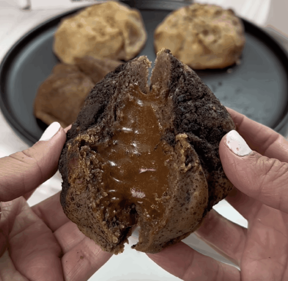 Mocha Frappucino Cookie stuffed with Caramel Fudge