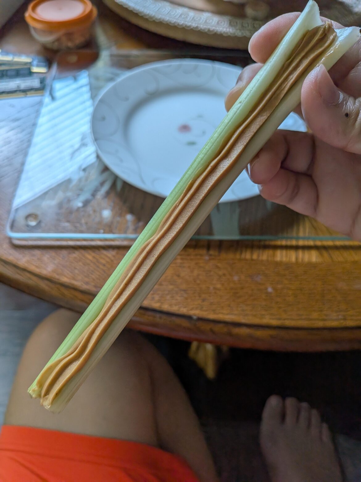 Squeezable pb makes celery sticks no mess and is SUPER satisfying!