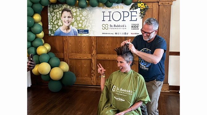 Local Entrepreneur Ashley Russo Shaves Head to Support Childhood Cancer Research