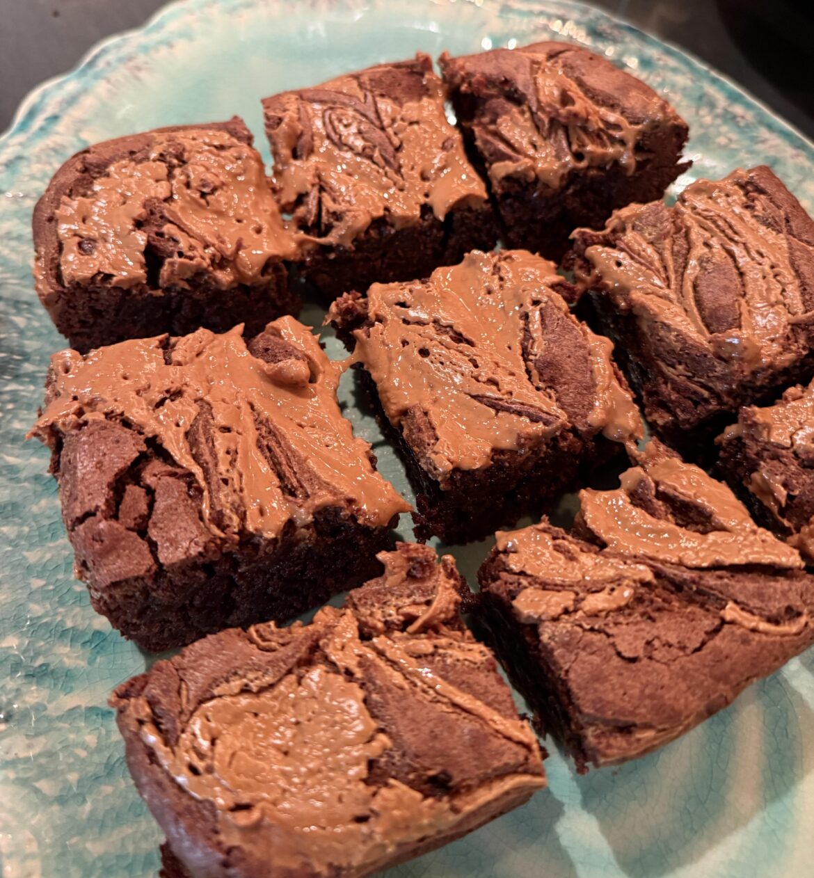 Made some chocolate and peanut butter brownies today.