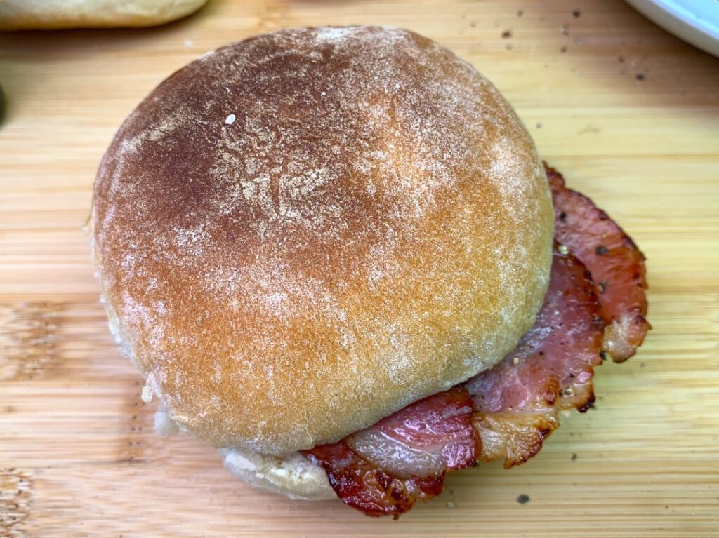 Home Cured Bacon on a Fresh Made Morning Roll