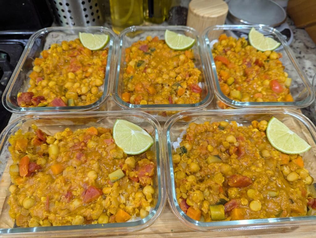 Lentil & Chickpea Curry with Basmati Rice (Vegetarian, ~642 kcal)