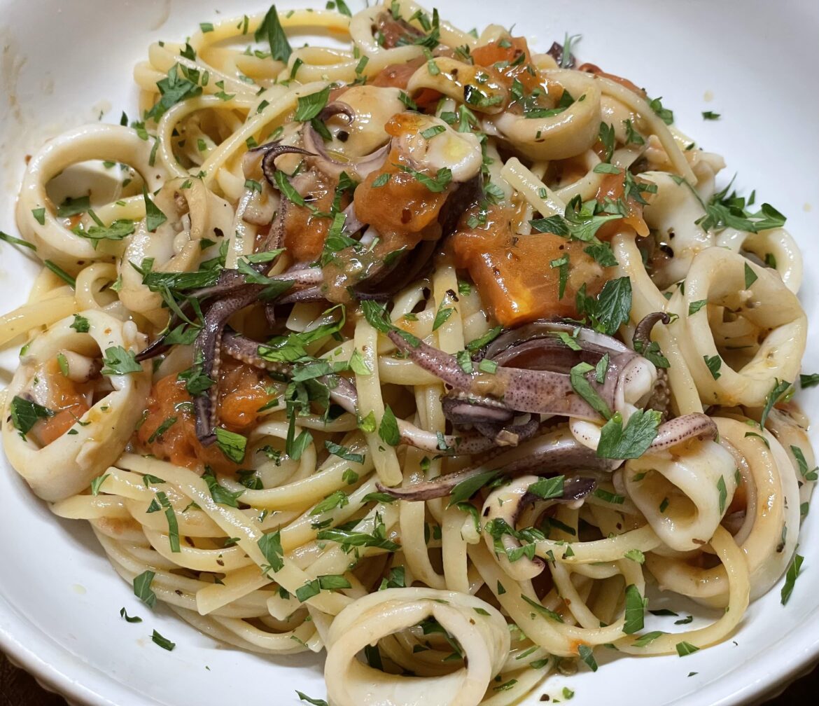 Squid was caught and cooked within an hour of each other.