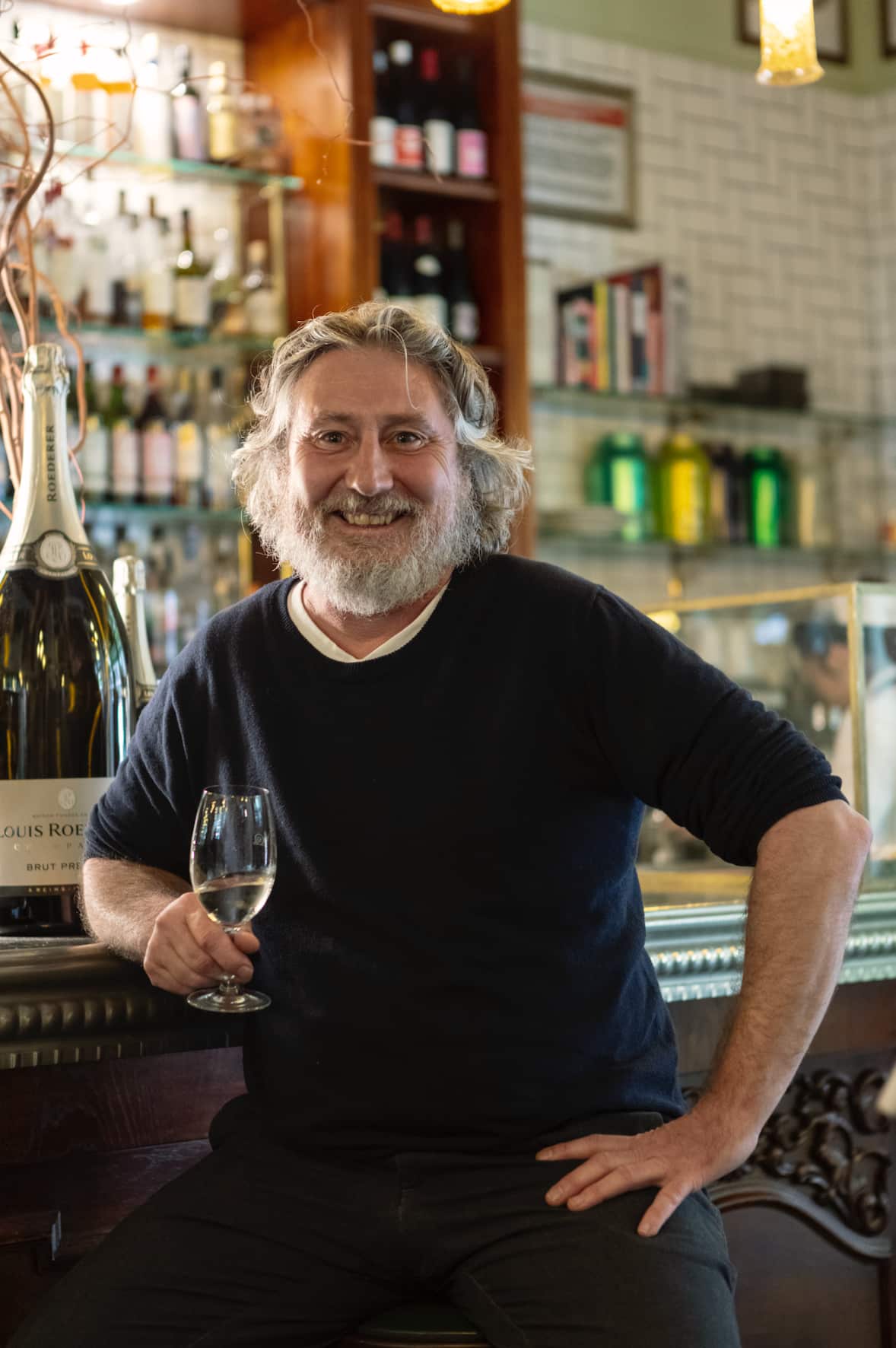 The proud Alsatian-born co-owner of Hey Jupiter, Christophe Zauner, sips on a glass of riesling from Alsace, France. 