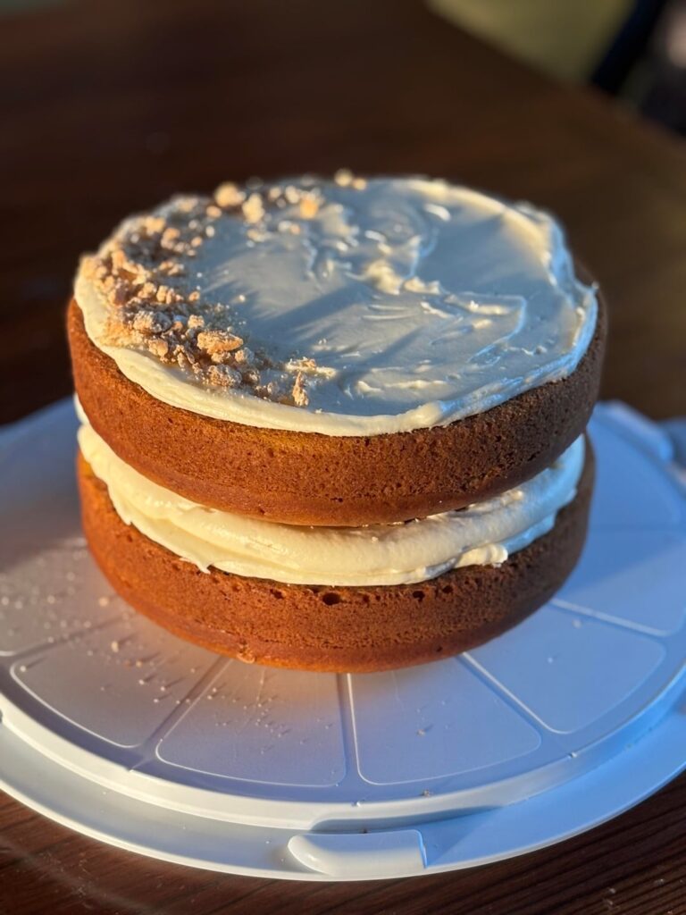 Pumpkin Cake with Caramel and Cream Cheese Frosting
