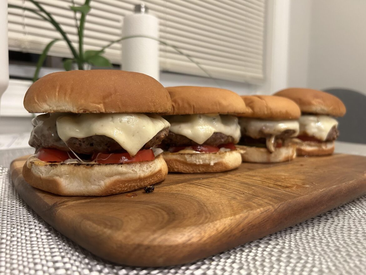 Family burger night with movies