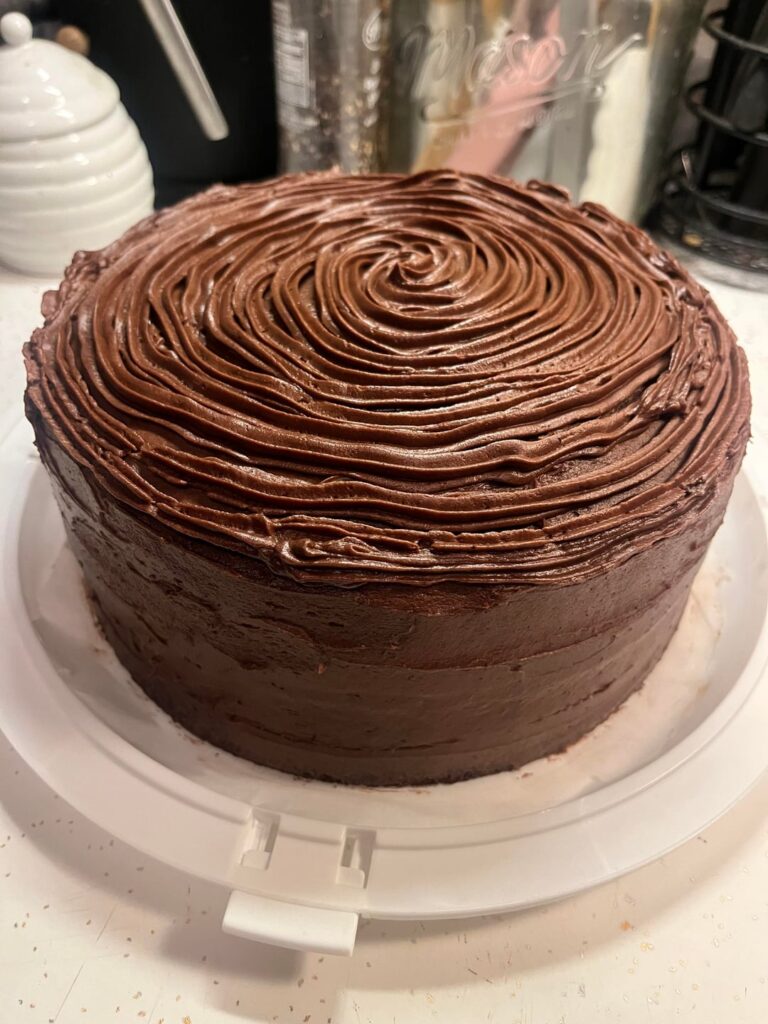 Made my birthday cake and tried piping for the first time