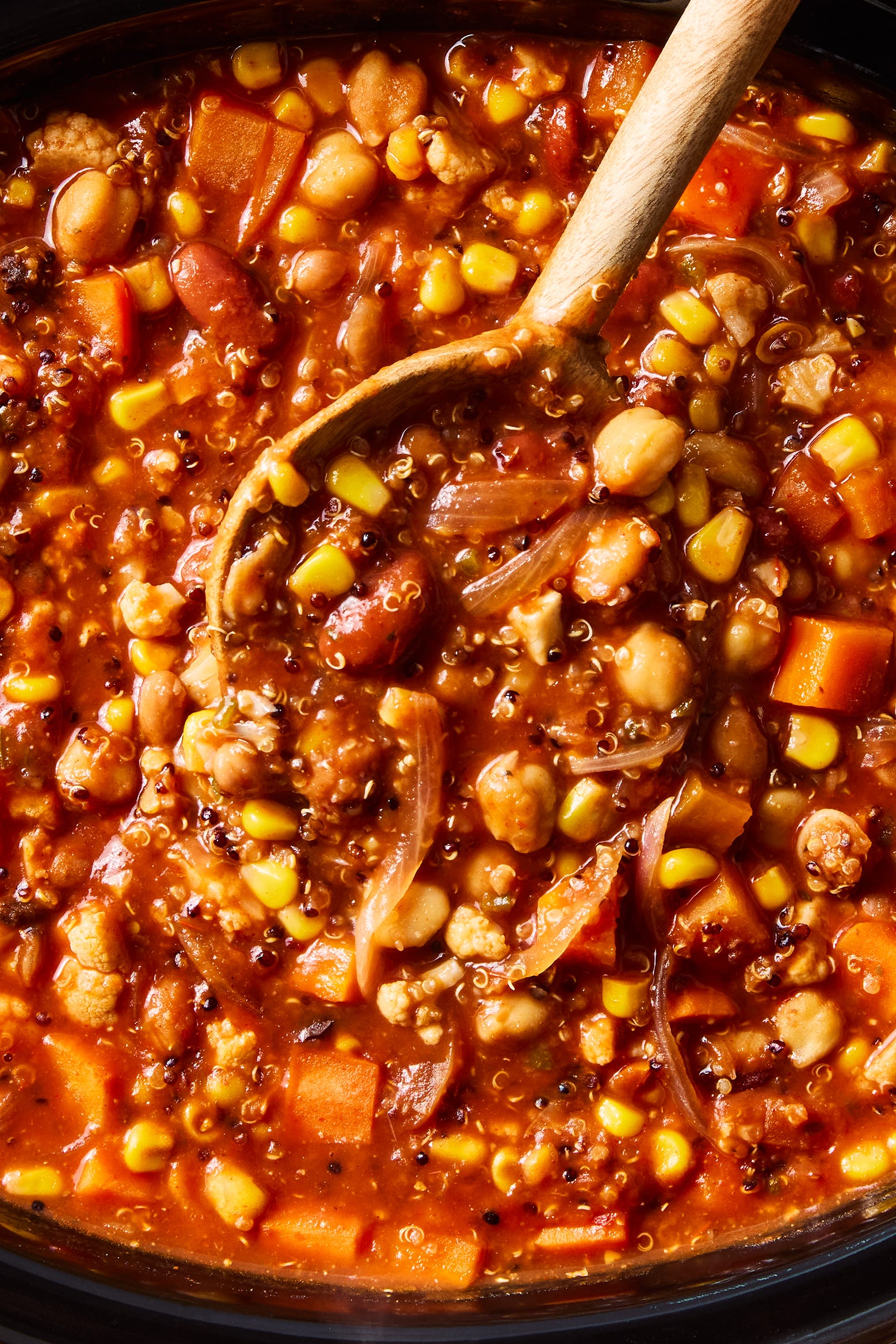 quinoa chili in a slow cooker