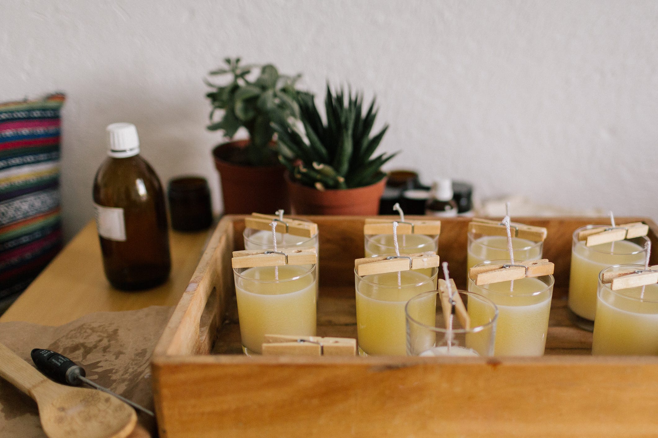 soy wax candles in the making