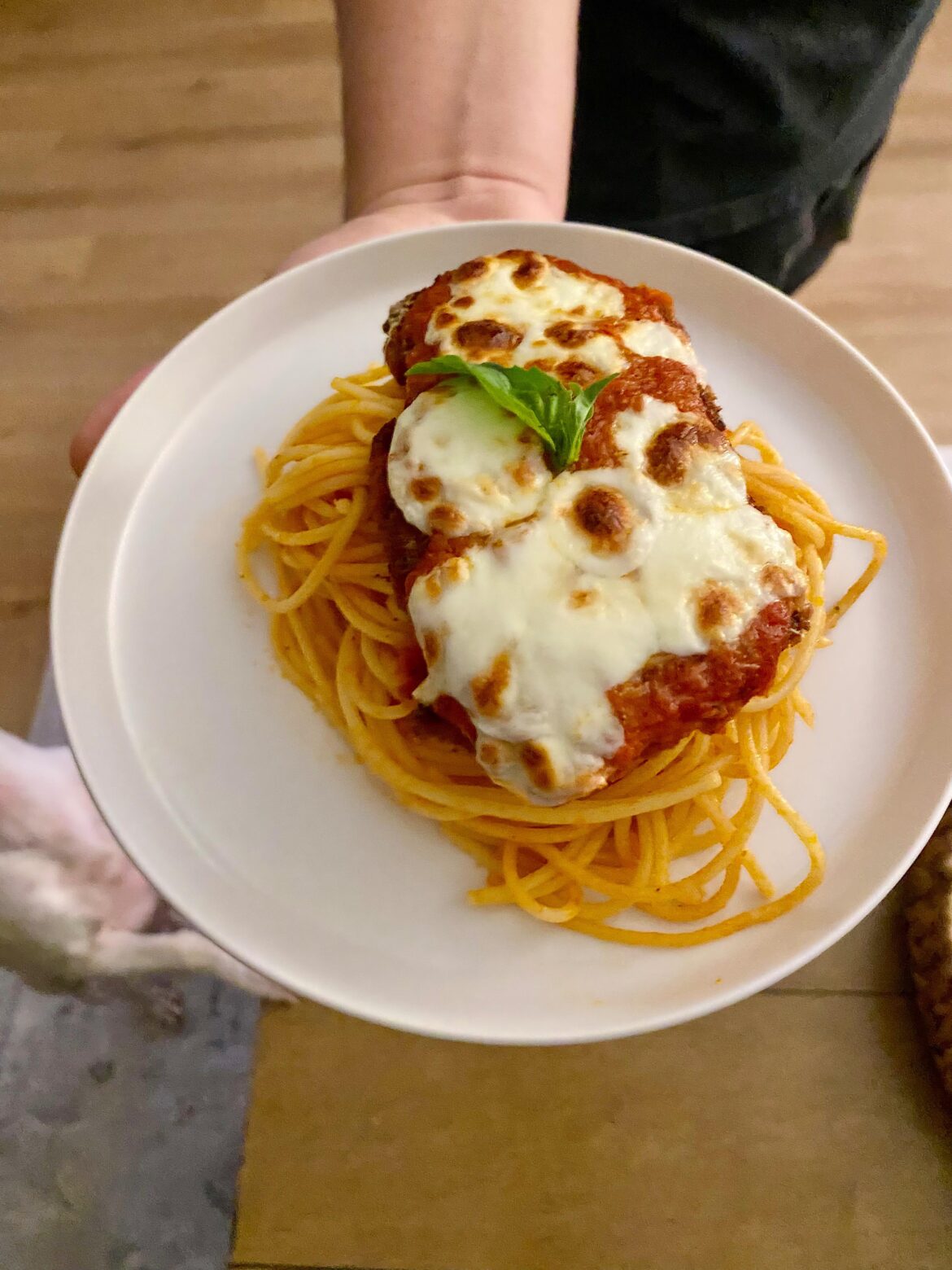 [Homemade] Chicken Parmigiana w/ fresh Basil