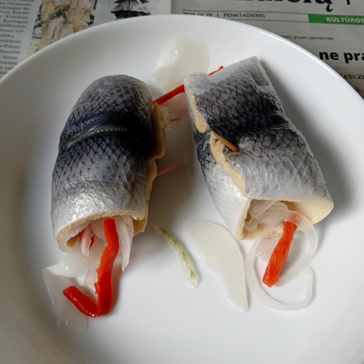 Marinated herring for lunch