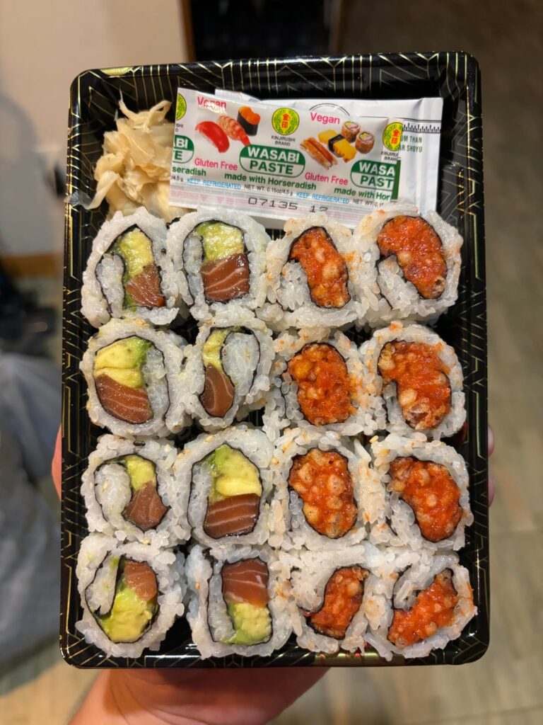 50% off 8pm sushi always hit at the local Japanese grocery in NYC