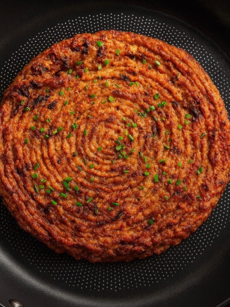 Mashed potato and corned beef, fried until crisp on the outside and soft inside — corned beef hash.