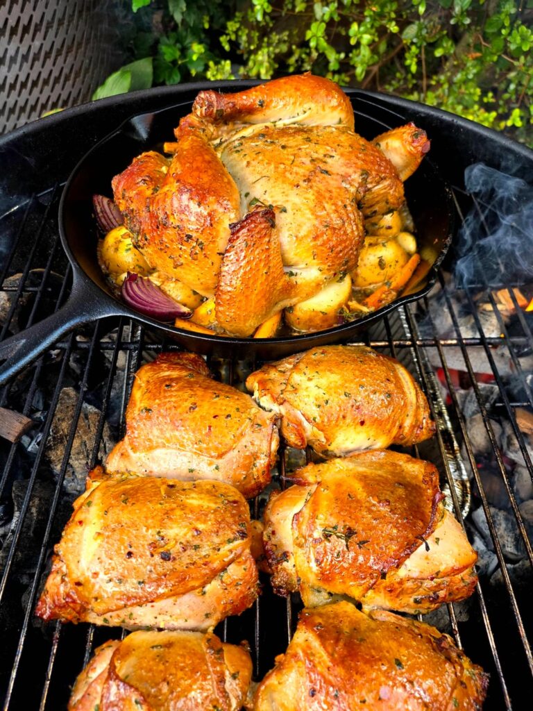 Skillet Spatchcock Chicken & Thighs