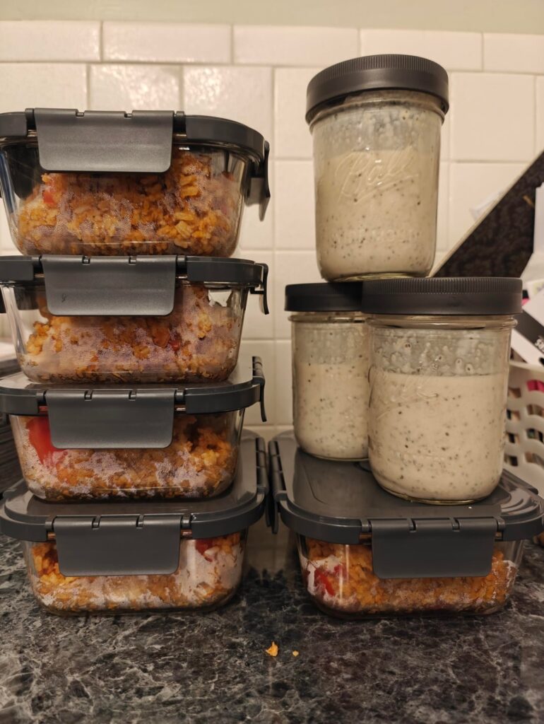 Did some prepping tonight. Ground Chicken Taco Bowls and Overnight Oats