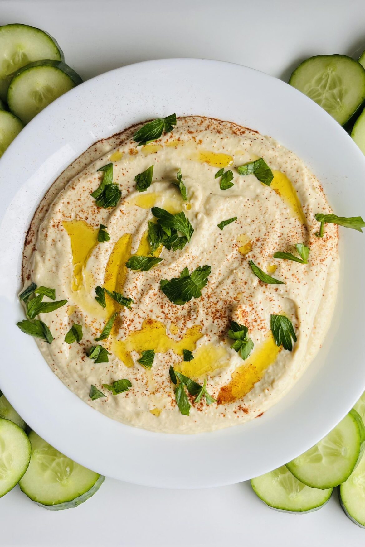 Creamy hummus with silken tofu blended in