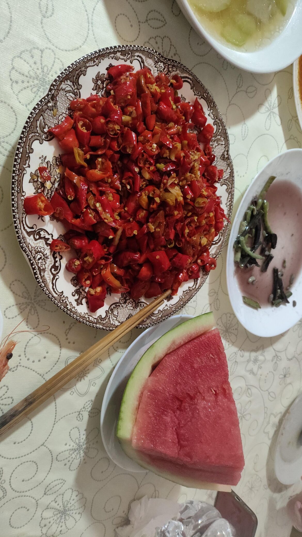 My dad surprised me with this plate of chillies, literally.