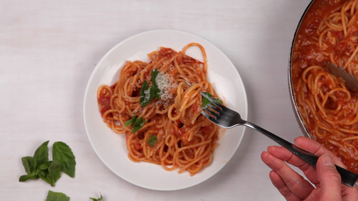 Your Marinara Sauce Is Missing This Ingredient gnocchi in a tomato and herb sauce with parmesan