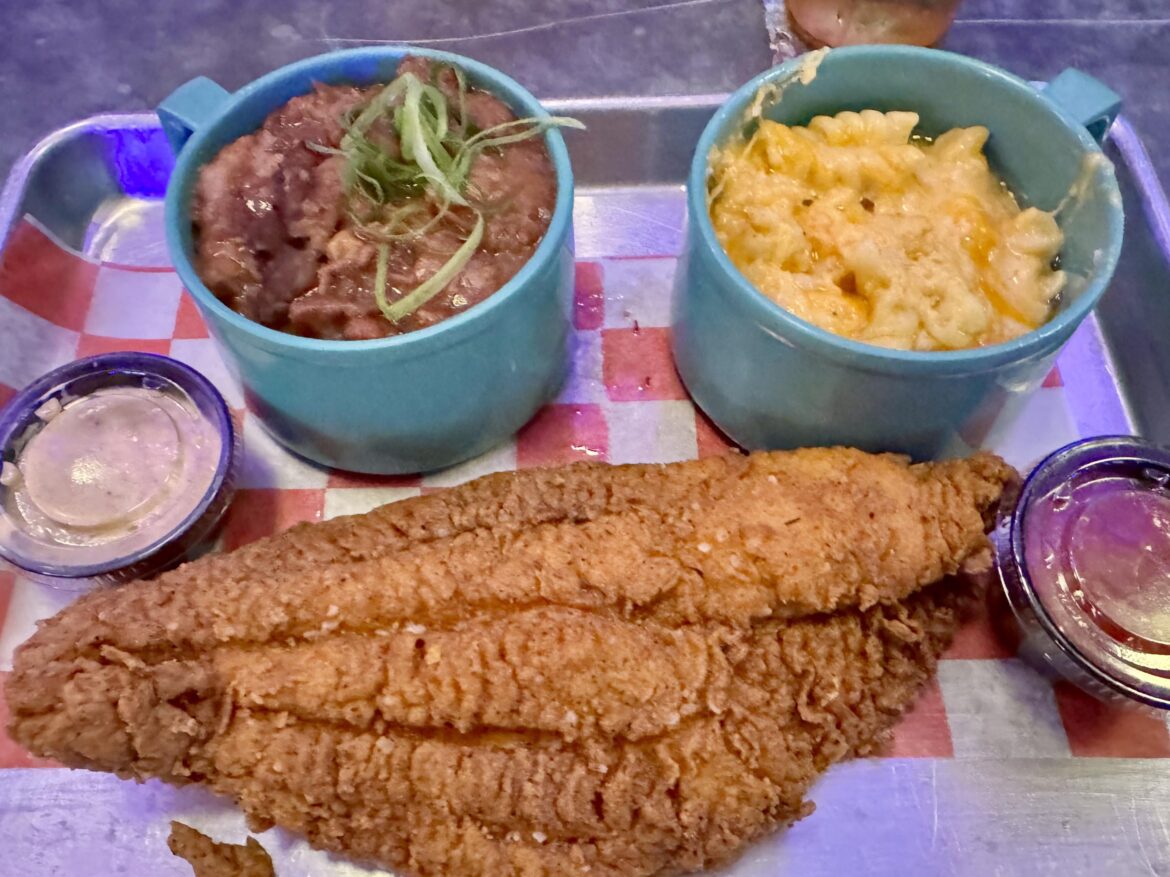 Ina Mae | Fried Catfish Filet W/ side of Red Beans & Rice, and  Mac
