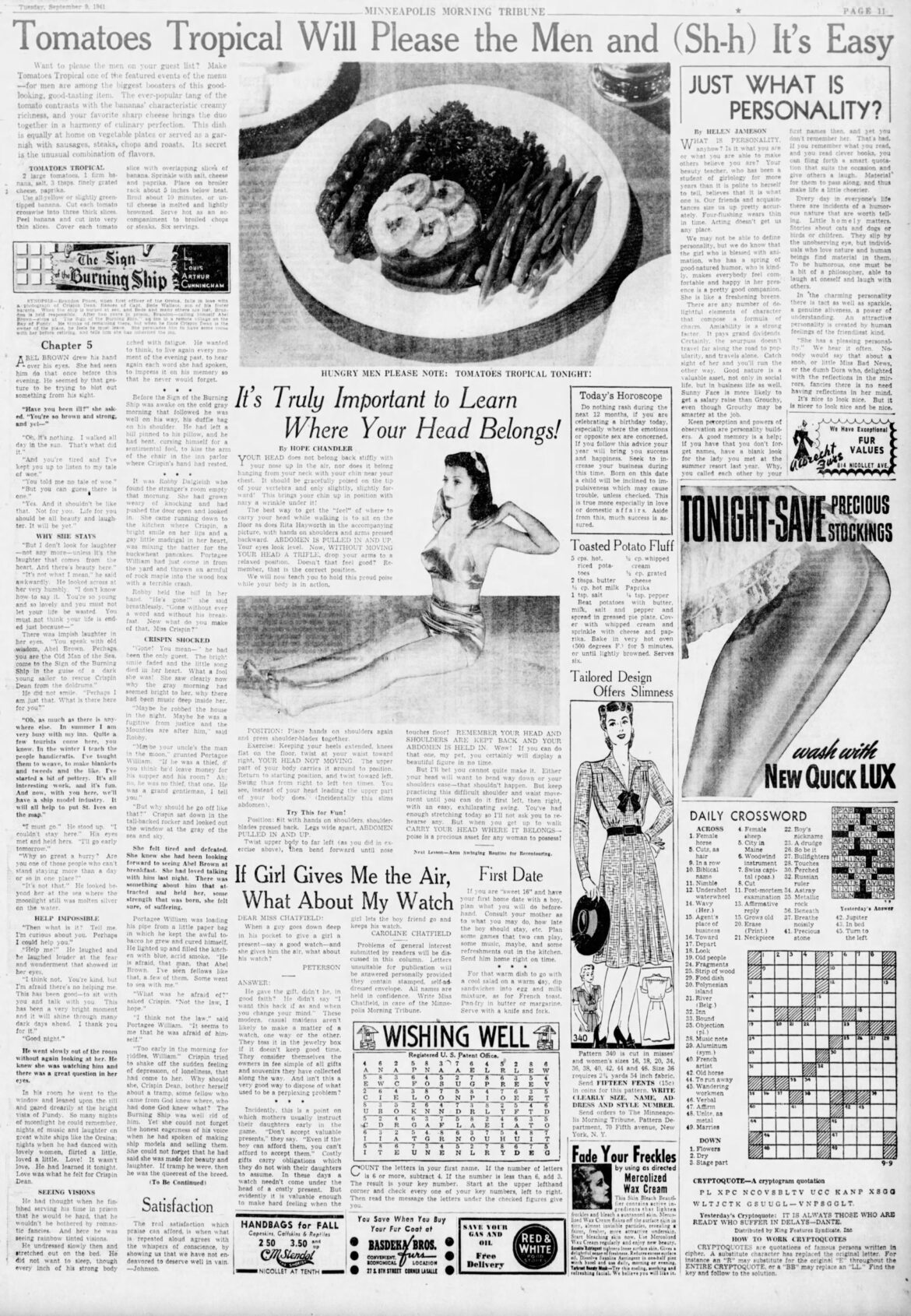 September 9, 1941: Tomatoes Tropical, Toasted Potato Fluff