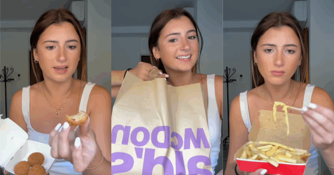 woman talking about mcdonald's